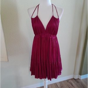 Free People 100 Degrees of Shine Mini Dress Rasberry